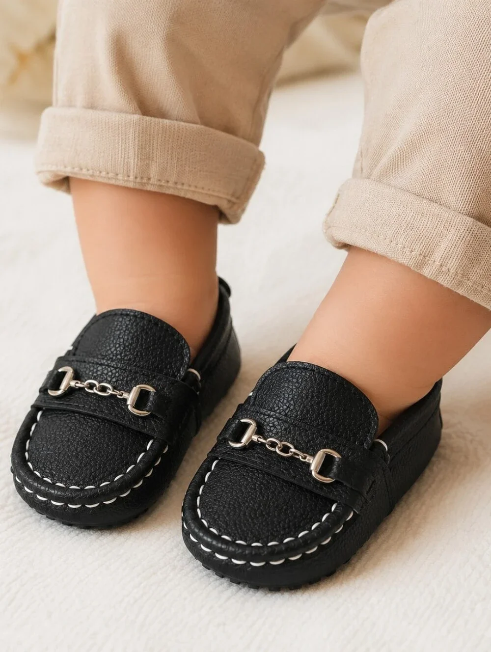 Baby Boy Black Loafers Size 19 (Approx. 6–12 Months) Dress Shoes